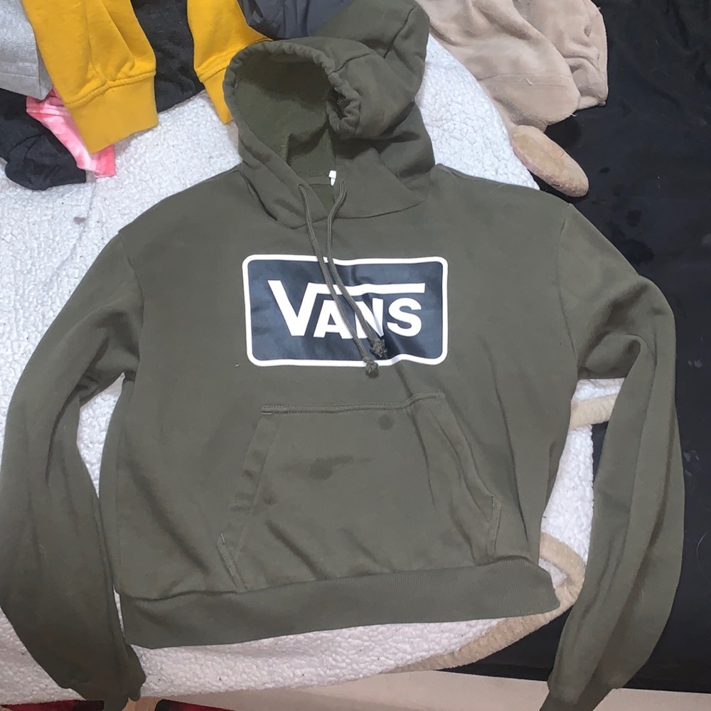 Olive green Vans crop hoodie